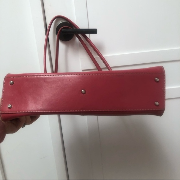 Nordstrom medium pink leather shoulder bag multi pocket paisley inside 9x14 - Picture 4 of 10